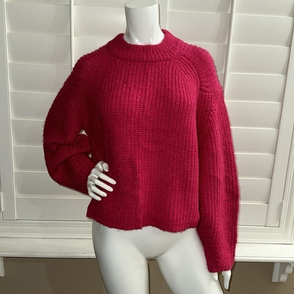 Rebecca Minkoff Valerie Chunky Crewneck Sweater Hot Pink